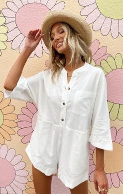 Show Me Your Mumu Horton Romper ~ White Linen