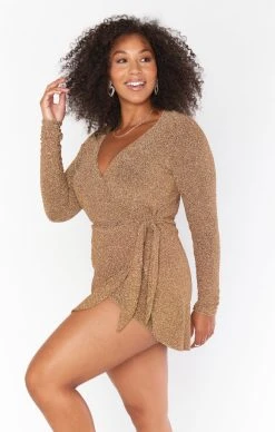 Show Me Your Mumu Stage Skort Dress ~ Gold Shimmy Shine -Fashion Womens Discount Store CMR2 5447 SS55 07