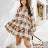 Show Me Your Mumu Birdie Mini Dress ~ Tan Plaid -Fashion Womens Discount Store DSC 7445