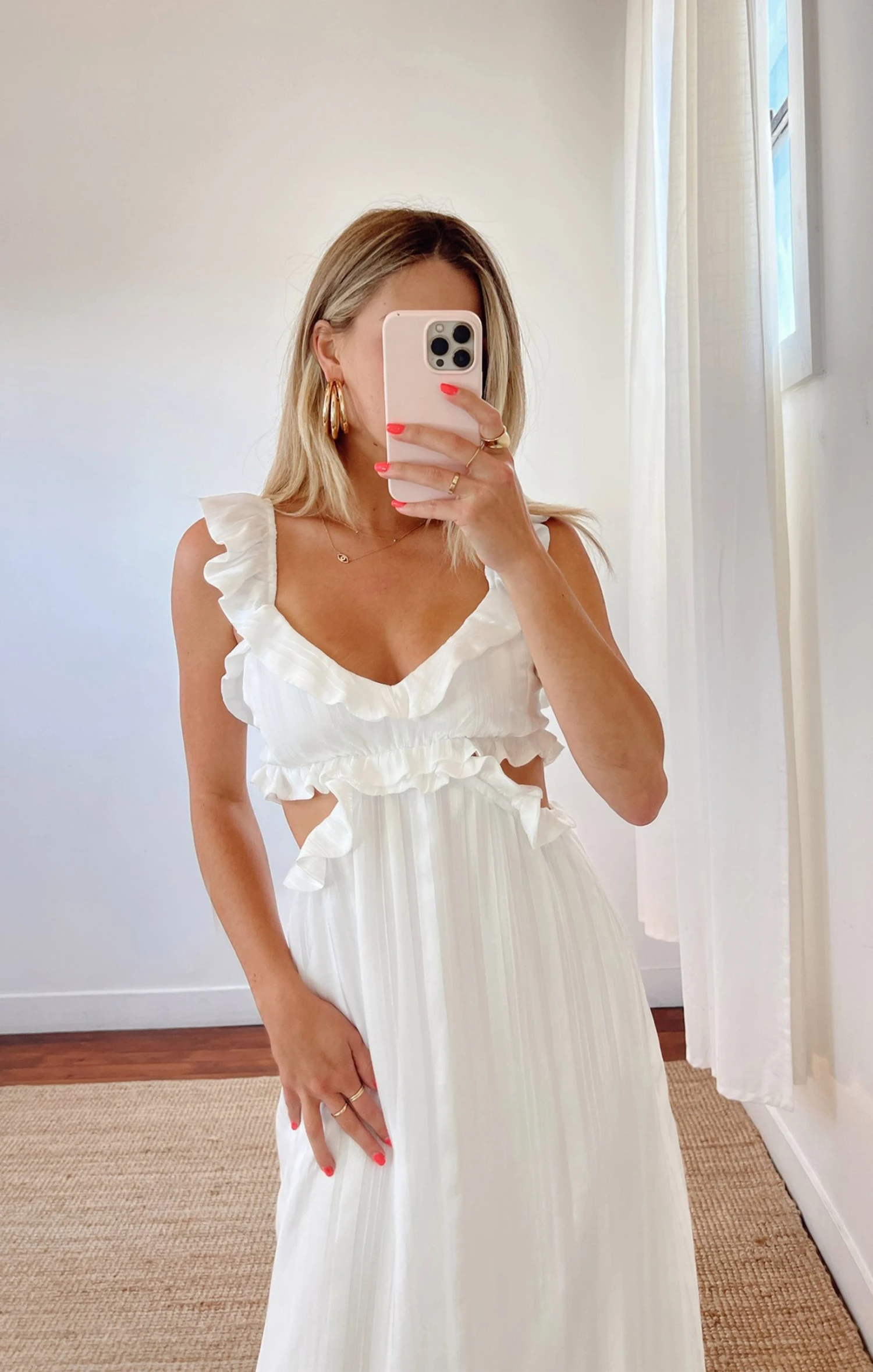 Show Me Your Mumu Lane Midi Dress ~ Flutter Stripe Chiffon White 9 Show Me Your Mumu Lane Midi Dress ~ Flutter Stripe Chiffon White - Image 7