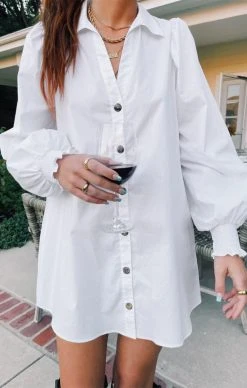 Show Me Your Mumu Allure Shirt Dress ~ White Poplin