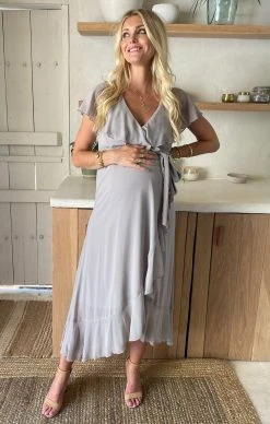 Show Me Your Mumu Jess Ruffle Midi Dress ~ Dove Grey Chiffon -Fashion Womens Discount Store IMG 0002 52554c8e 851e 4834 80d8 4f80ac478547