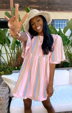 Show Me Your Mumu Brooks Babydoll Mini Dress ~ Paradise Stripe -Fashion Womens Discount Store IMG 4238