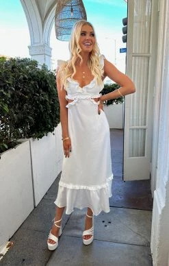 Show Me Your Mumu Lane Midi Dress ~ Ivory Luxe Satin