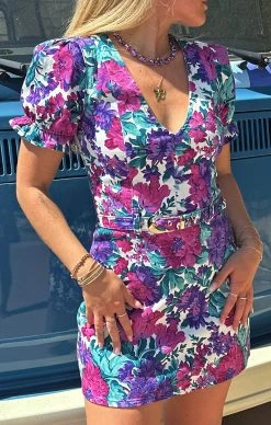 Show Me Your Mumu Zia Mini Dress ~ Magenta Blooms Denim