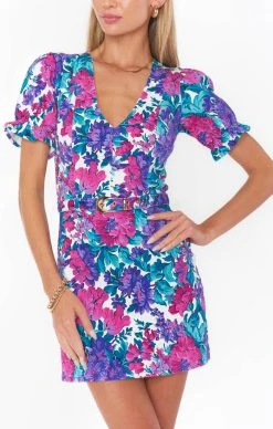 Show Me Your Mumu Zia Mini Dress ~ Magenta Blooms Denim -Fashion Womens Discount Store MDF3 729 MB15 04