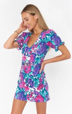 Show Me Your Mumu Zia Mini Dress ~ Magenta Blooms Denim -Fashion Womens Discount Store MDF3 729 MB15 06