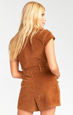 Show Me Your Mumu Outlaw Romper ~ Saddle Brown Corduroy -Fashion Womens Discount Store MDF9 273 SB21 04