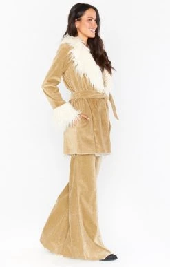 Show Me Your Mumu Penny Lane Coat ~ Beige Corduroy With Faux Fur -Fashion Womens Discount Store MDR1 512 BG15 01 1