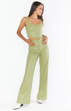 Show Me Your Mumu Tribeca Trouser ~ Sage Faux Leather