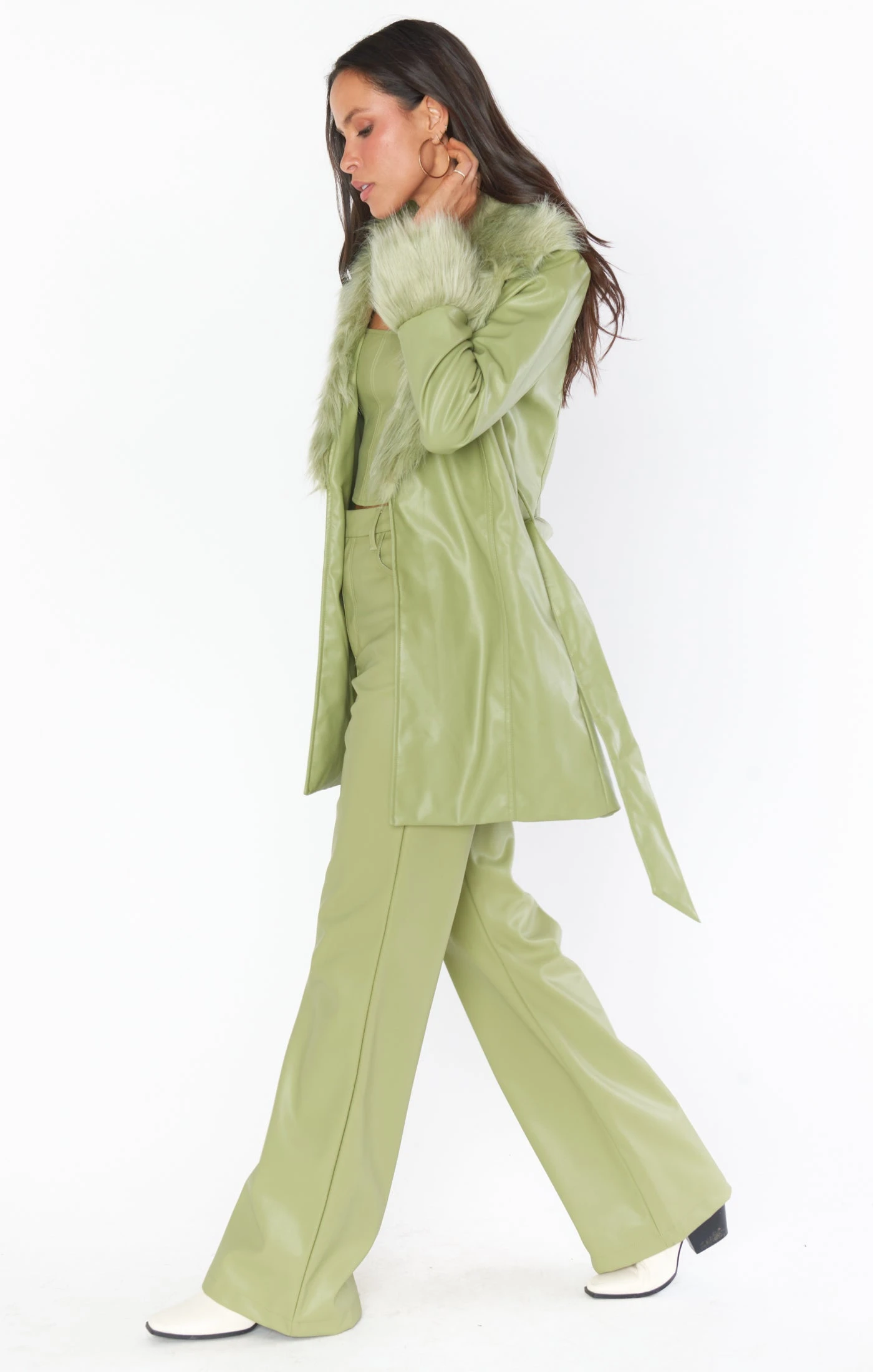 Show Me Your Mumu Penny Lane Coat ~ Sage Faux Leather 5 Show Me Your Mumu Penny Lane Coat ~ Sage Faux Leather - Image 3