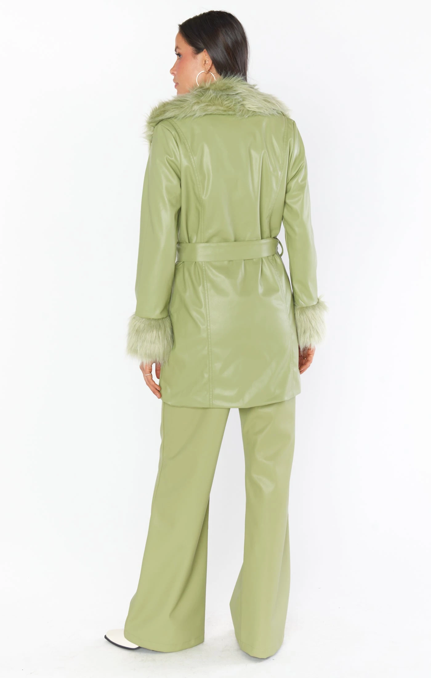 Show Me Your Mumu Penny Lane Coat ~ Sage Faux Leather 6 Show Me Your Mumu Penny Lane Coat ~ Sage Faux Leather - Image 4