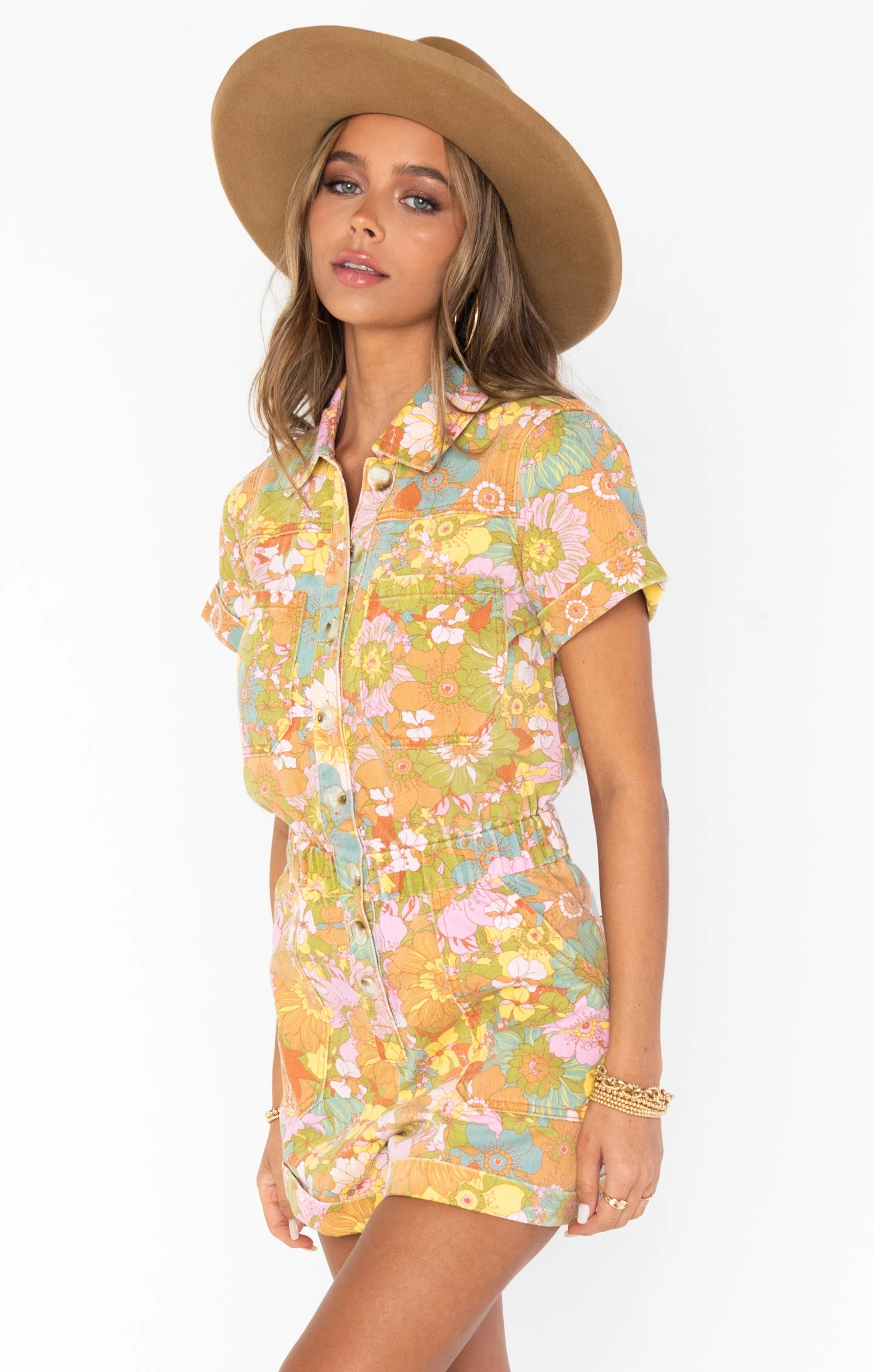 Show Me Your Mumu Cannon Romper ~ Groovy Blooms Denim 4 Show Me Your Mumu Cannon Romper ~ Groovy Blooms Denim - Image 2