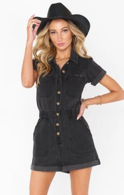 Show Me Your Mumu Cannon Romper ~ Washed Black -Fashion Womens Discount Store MDS2 570 WB15 01 1