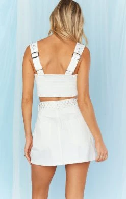 Show Me Your Mumu Shania Skirt ~ Rhinestone White Denim -Fashion Womens Discount Store MDS3 662 RH84 01