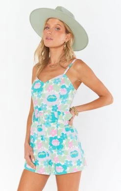 Show Me Your Mumu Sloane Romper ~ Blue Fresh Floral -Fashion Womens Discount Store MDS3 679 BF27 03
