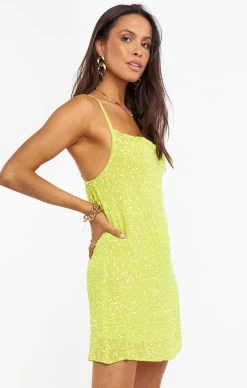 Show Me Your Mumu Suzanna Slip Dress ~ Lime Sequins -Fashion Womens Discount Store MF0 1292 LS24 01