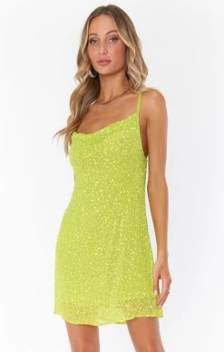 Show Me Your Mumu Suzanna Slip Dress ~ Lime Sequins -Fashion Womens Discount Store MF0 1292 LS24 01 2