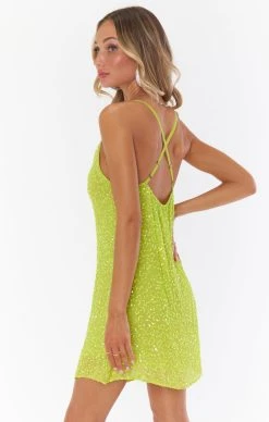 Show Me Your Mumu Suzanna Slip Dress ~ Lime Sequins -Fashion Womens Discount Store MF0 1292 LS24 01 4