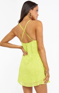 Show Me Your Mumu Suzanna Slip Dress ~ Lime Sequins -Fashion Womens Discount Store MF0 1292 LS24 03