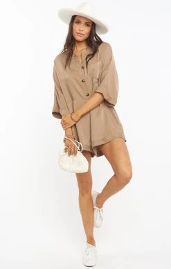 Show Me Your Mumu Horton Romper ~ Khaki -Fashion Womens Discount Store MF0 358 DL52 04