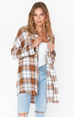 Show Me Your Mumu Lorolie Tunic ~ Tan Plaid -Fashion Womens Discount Store MF1 2053 XT57 01 1