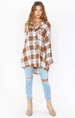Show Me Your Mumu Lorolie Tunic ~ Tan Plaid -Fashion Womens Discount Store MF1 2053 XT57 01 4