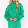 Show Me Your Mumu Chester Sweater Dress ~ Kelly Green Knit -Fashion Womens Discount Store MF1 4371 KG20 01 2