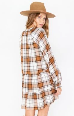 Show Me Your Mumu Birdie Mini Dress ~ Tan Plaid -Fashion Womens Discount Store MF1 4633 XT57 01 4