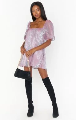 Show Me Your Mumu Flora Mini Dress ~ Lilac Cheetah Organza -Fashion Womens Discount Store MF1 4778 AM27 04