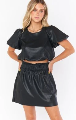 Show Me Your Mumu Highland Crop Top ~ Black Faux Leather -Fashion Womens Discount Store MF1 5092 LB64 01 4