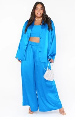 Show Me Your Mumu Irwin Pants ~ Blue Luxe Satin -Fashion Womens Discount Store MF2 2087X AB62 01 798abae7 d918 4169 973b d7bd3be1e384