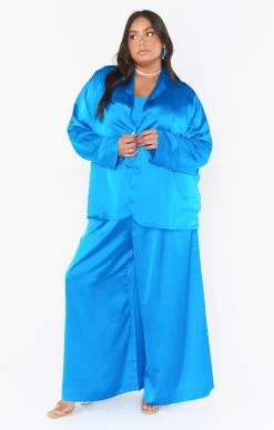 Show Me Your Mumu Felix Blazer ~ Blue Luxe Satin -Fashion Womens Discount Store MF2 2087X AB62 02 695535db 5221 4db1 80d0 986b74023921