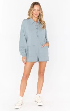 Show Me Your Mumu Gianni Romper ~ Sagey Green Knit -Fashion Womens Discount Store MF2 4700 SG05 01
