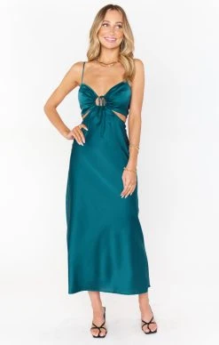 Show Me Your Mumu Codie Cut Out Dress ~ Jade Luxe Satin