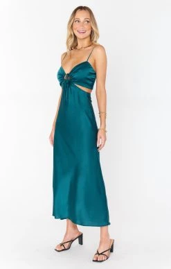 Show Me Your Mumu Codie Cut Out Dress ~ Jade Luxe Satin -Fashion Womens Discount Store MF2 5327 JA62 01 2