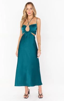 Show Me Your Mumu Codie Cut Out Dress ~ Jade Luxe Satin -Fashion Womens Discount Store MF2 5327 JA62 01 4