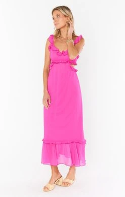 Show Me Your Mumu Lane Midi Dress ~ Pink Chiffon -Fashion Womens Discount Store MF3 5284 PX55 03