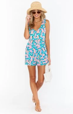 Show Me Your Mumu Tilda Tie Romper ~ Violets Garden -Fashion Womens Discount Store MM1 4179 LM87 05