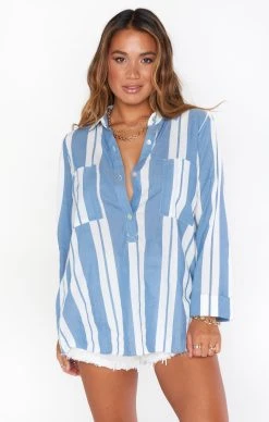 Show Me Your Mumu Stayton Tunic ~ Sailboat Stripe -Fashion Womens Discount Store MM1 4783 WB08 01 2