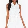 Show Me Your Mumu Cassie Collared Top ~ White Linen