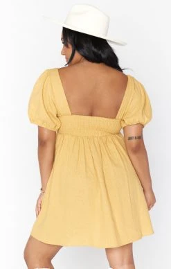Show Me Your Mumu Smitten Babydoll Dress ~ Marigold Linen -Fashion Womens Discount Store MM1 4922 MU49 01 3
