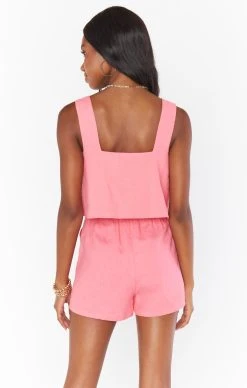 Show Me Your Mumu Tara Crop Top ~ Flamingo Pink Linen -Fashion Womens Discount Store MM2 4672 SW56 01 1