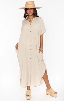 Show Me Your Mumu Buoy Button Down Dress ~ Sand