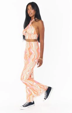 Show Me Your Mumu Frolic Flare Pants ~ Wavy Stripe -Fashion Womens Discount Store MM2 5322 GR88 02