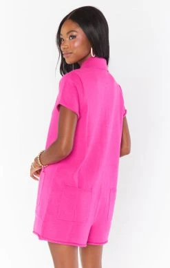 Show Me Your Mumu Gio Sweater Romper ~ Hot Pink Knit -Fashion Womens Discount Store MM3 4967 HP96 04