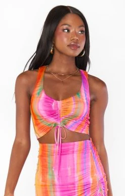 Show Me Your Mumu Hazy Top ~ Sunrise Stripe Mesh