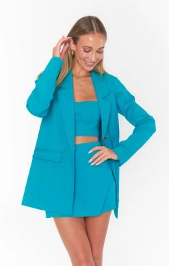 Show Me Your Mumu Sally Crop Top ~ Teal Suiting -Fashion Womens Discount Store MM3 5231 TS11 02