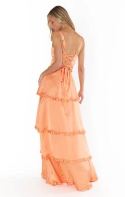Show Me Your Mumu Lady Corset Dress ~ Cantaloupe Luxe Satin -Fashion Womens Discount Store MM3 5589 CA62 05