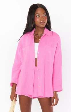 Show Me Your Mumu Weekday Button Up ~ Bubblegum Gauze
